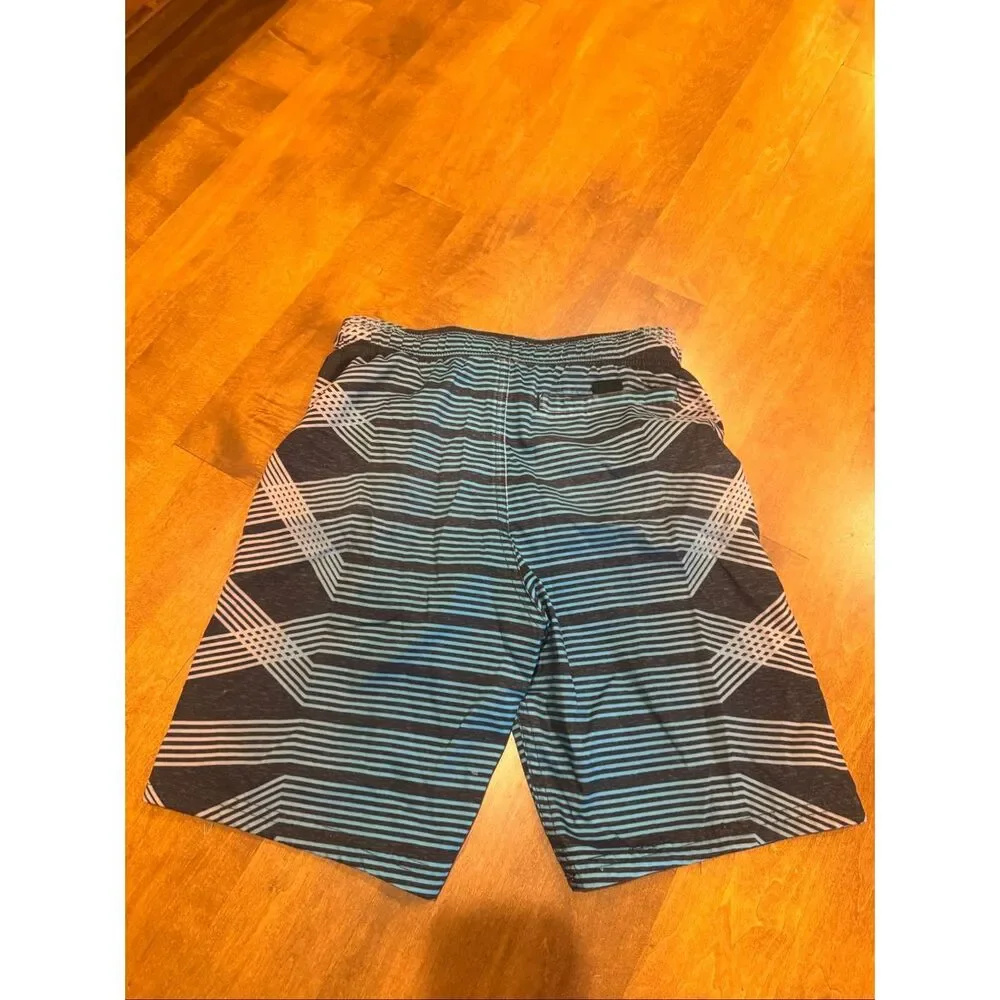 Nike Boys Swim Trunks Size Small Blue Geometric Board Shorts Drawstring